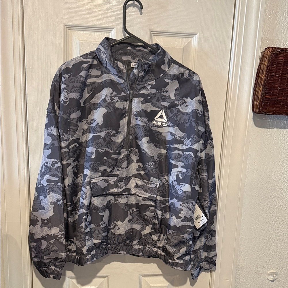 Reebok Kids Black and Gray Camo Raincoat
